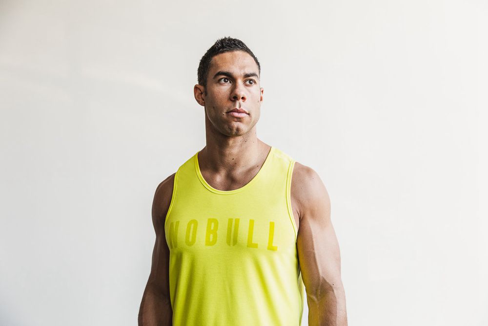 NOBULL Men's Tank Tops - Neon Yellow - Ireland (0941QEMPY)